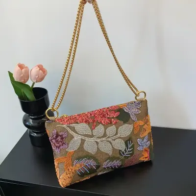 Luxe embroidered clutch